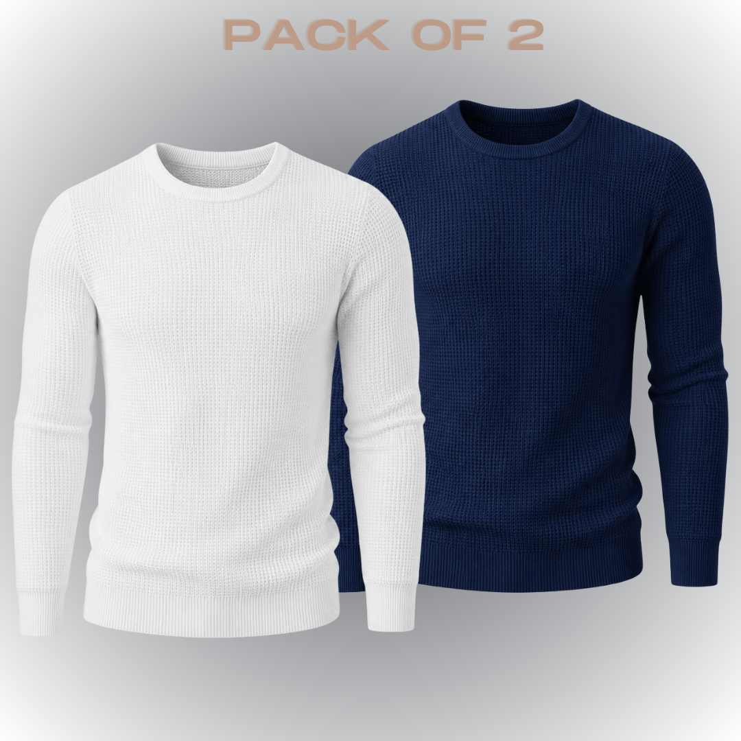 Pack of 2- Waffle Full Sleeve T-Shirt