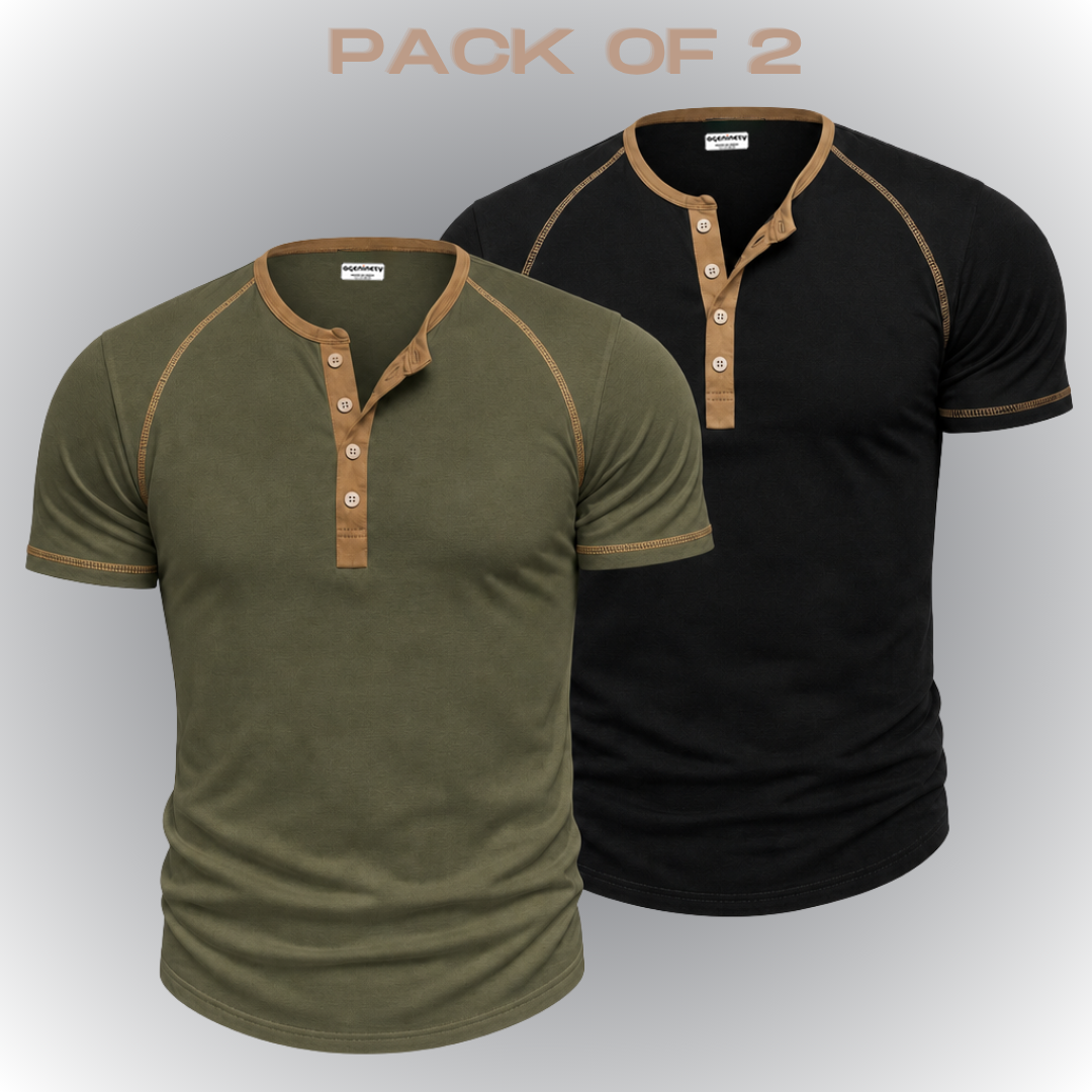 Pack of 2- Henley Reglan T-Shirt