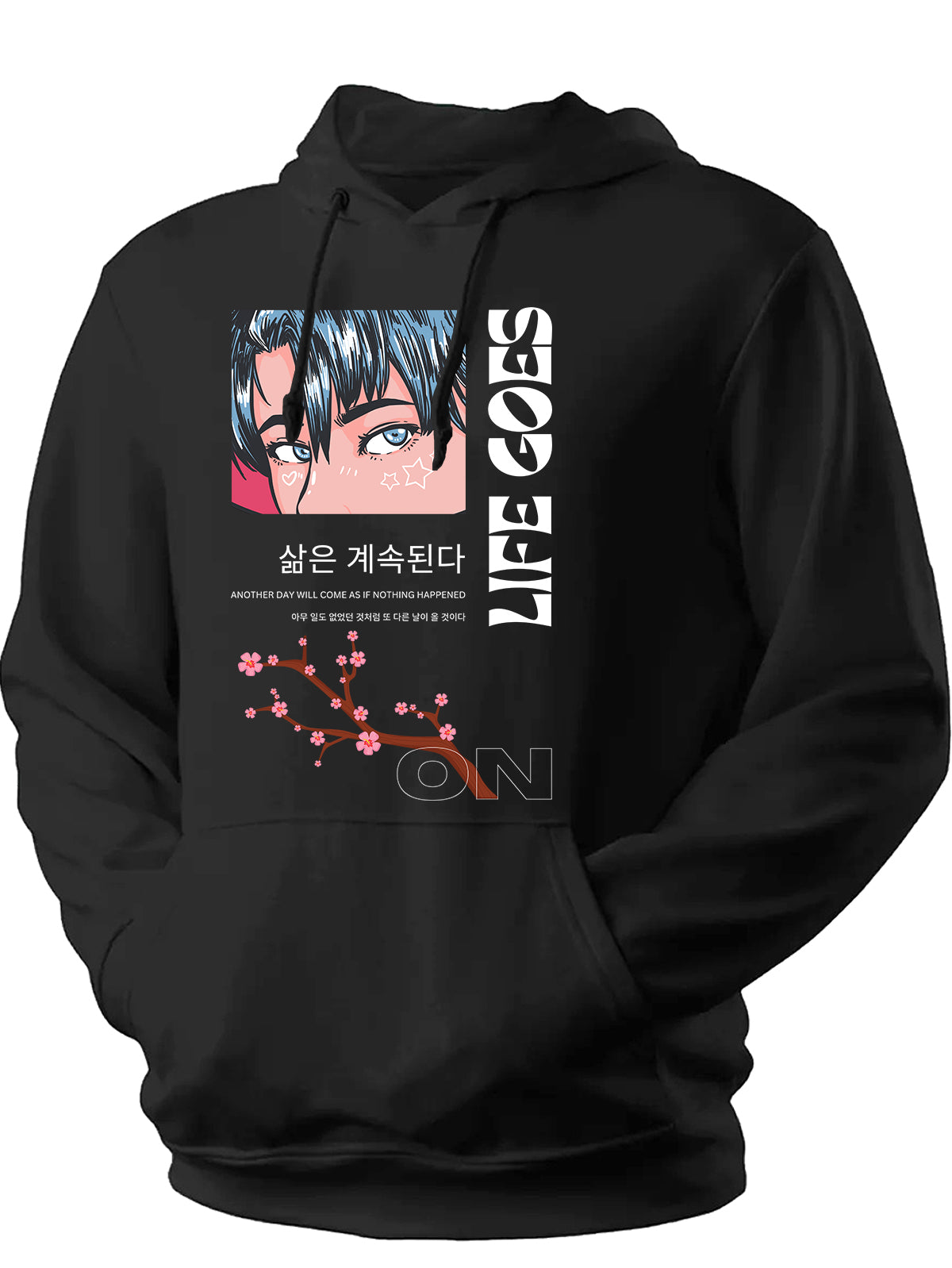 Unisex Anime Life Goes Printed Hoodie – Age90.in