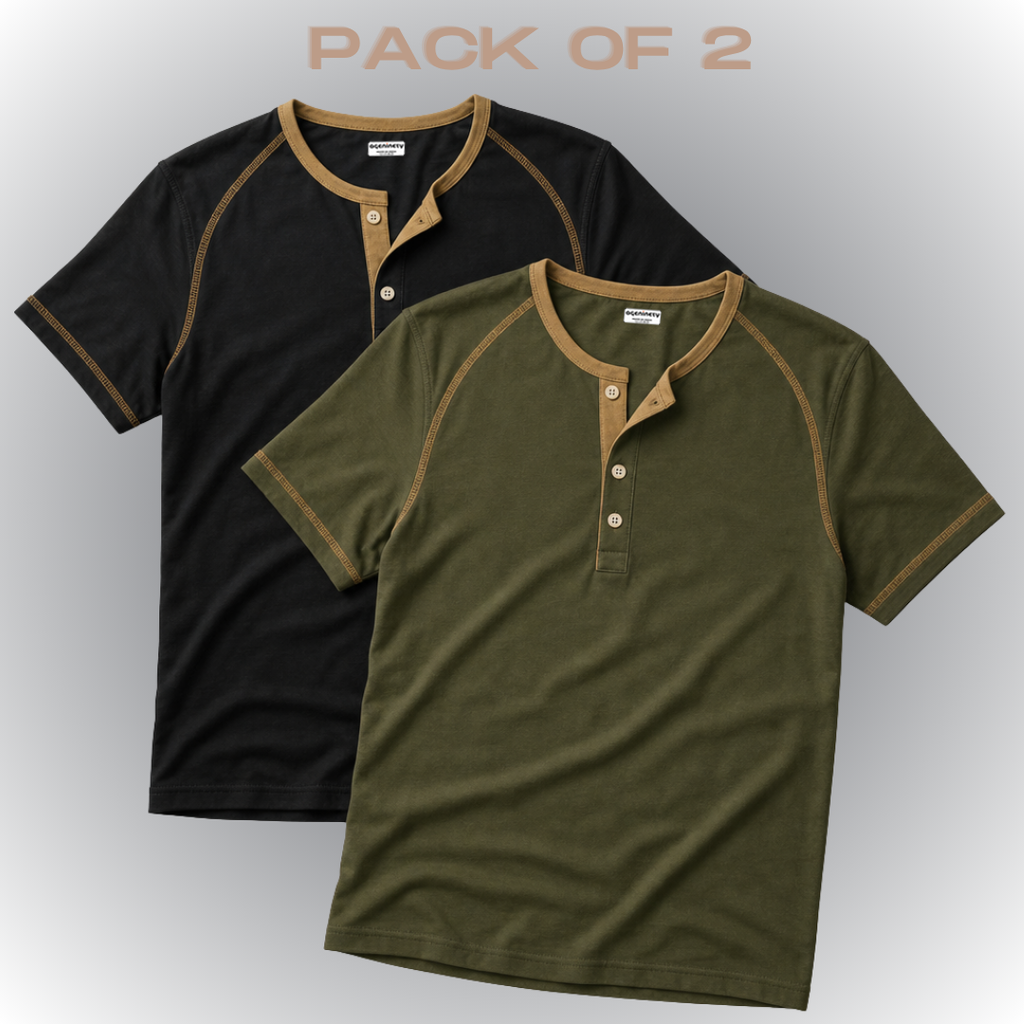 Pack of 2- Henley Reglan T-Shirt