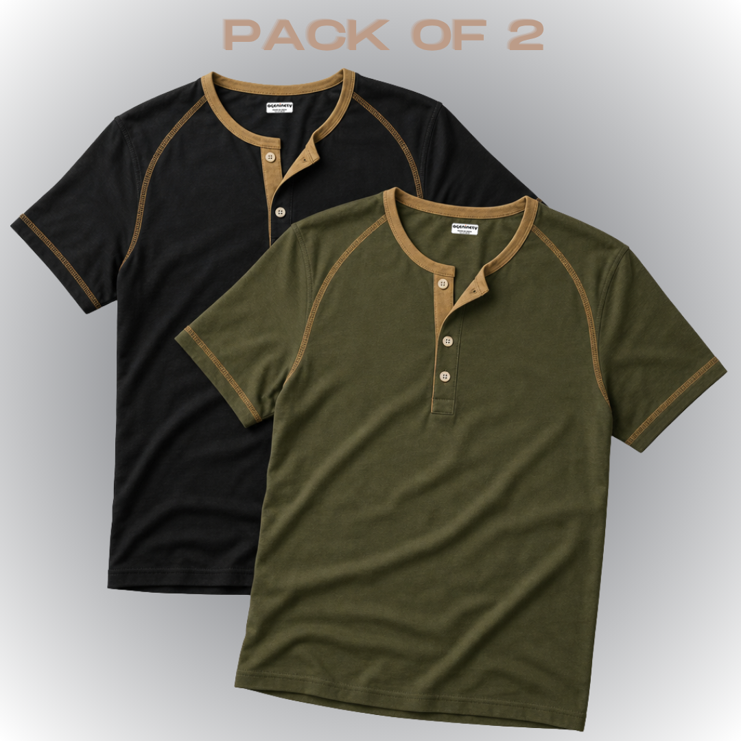 Pack of 2- Henley Reglan T-Shirt