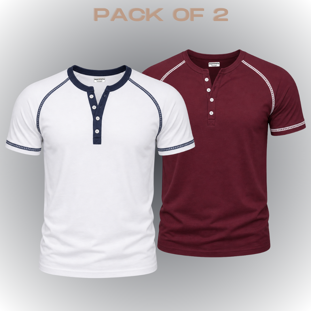 Pack of 2- Henley Reglan T-Shirt
