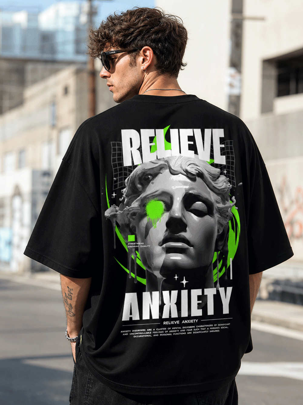 Relieve Anxiety Oversized Graphic T-Shirt
