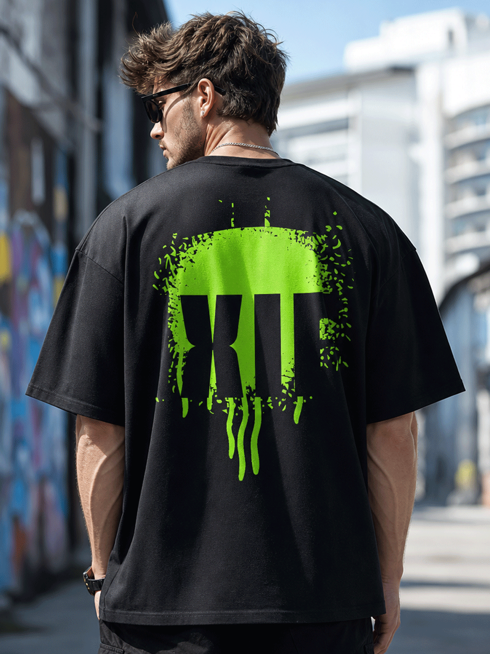 XIE Neon Graffiti Oversized T-Shirt