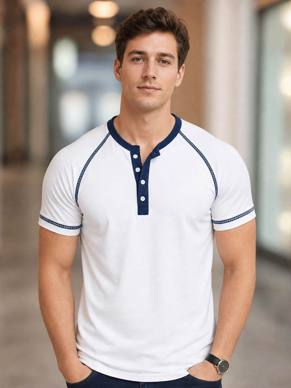 Henley Reglan T-Shirt